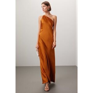 Obando Collective Burnt Orange One Shoulder Sleeveless Column Gown Size 4